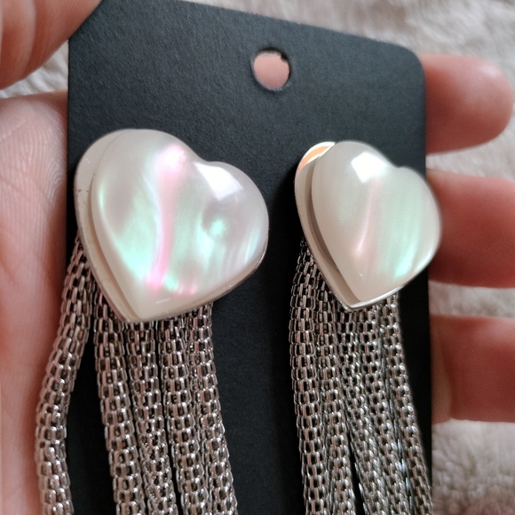 Irridescent Heart Statement Earrings - Picture 6 of 9